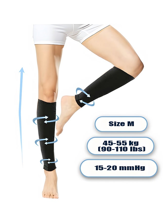 Calf Compression Sleeves for Men & Women - 15-20 mmHg Graduated Support for Running, Travel, and Daily Wear, Reduces Swelling and Fatigue (1 Pair, Black, M) - Image 1